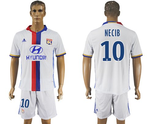 Lyon #10 Necib Home Soccer Club Jersey - Click Image to Close
